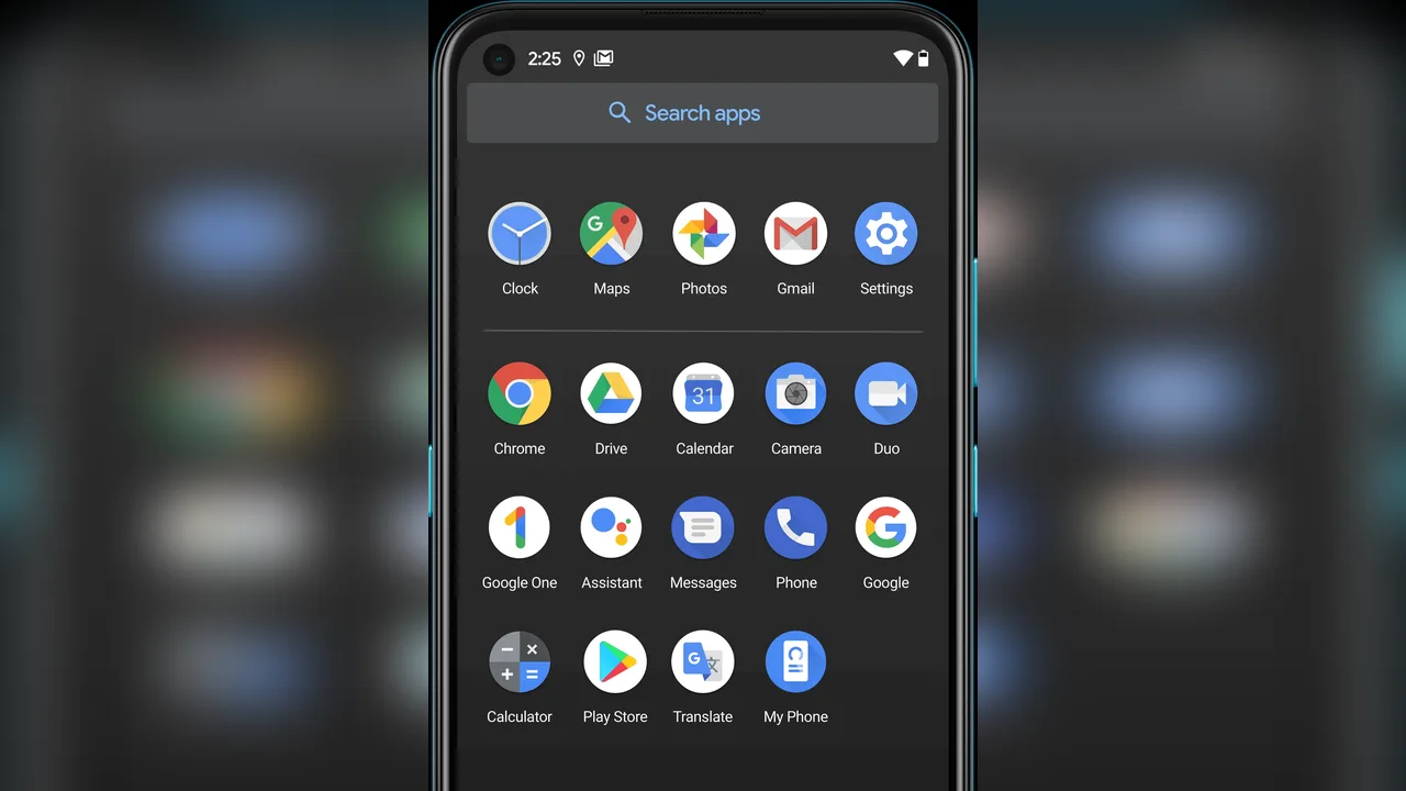 An Android phone showing app icons on its home screen